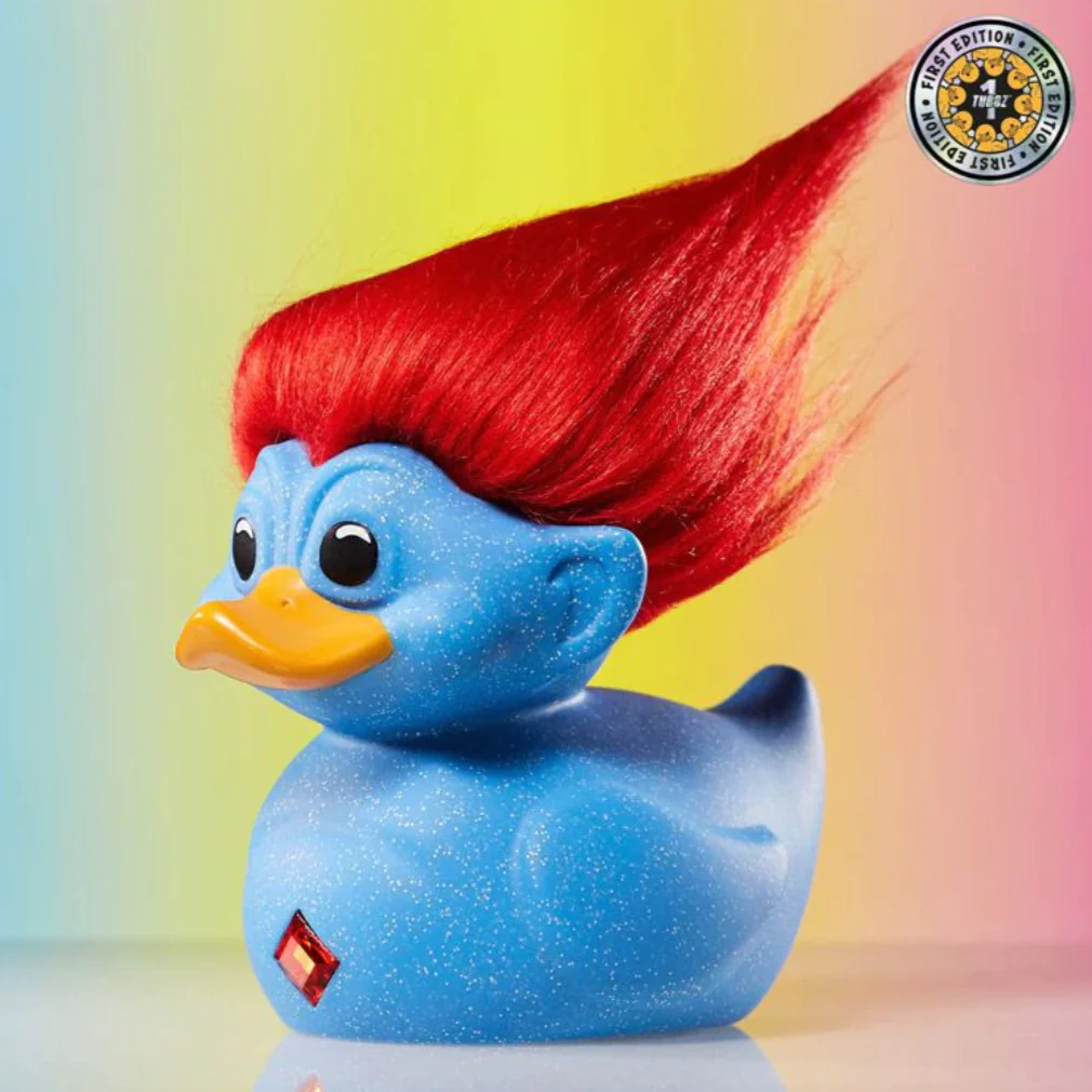Official Trolls Glitter Blue Troll (Blue with Red Hair) TUBBZ Cosplaying Duck Collectible
