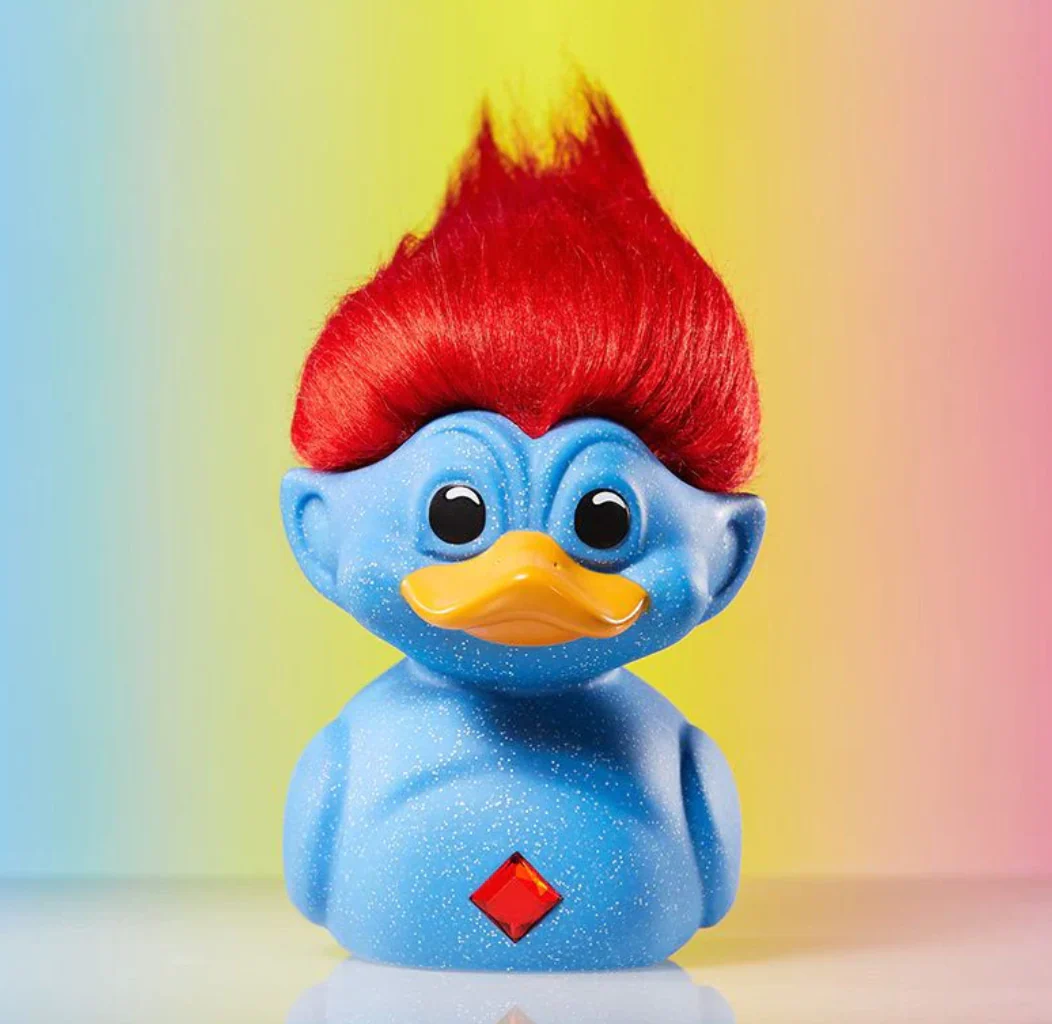 Official Trolls Glitter Blue Troll (Blue with Red Hair) TUBBZ Cosplaying Duck Collectible - Image 2