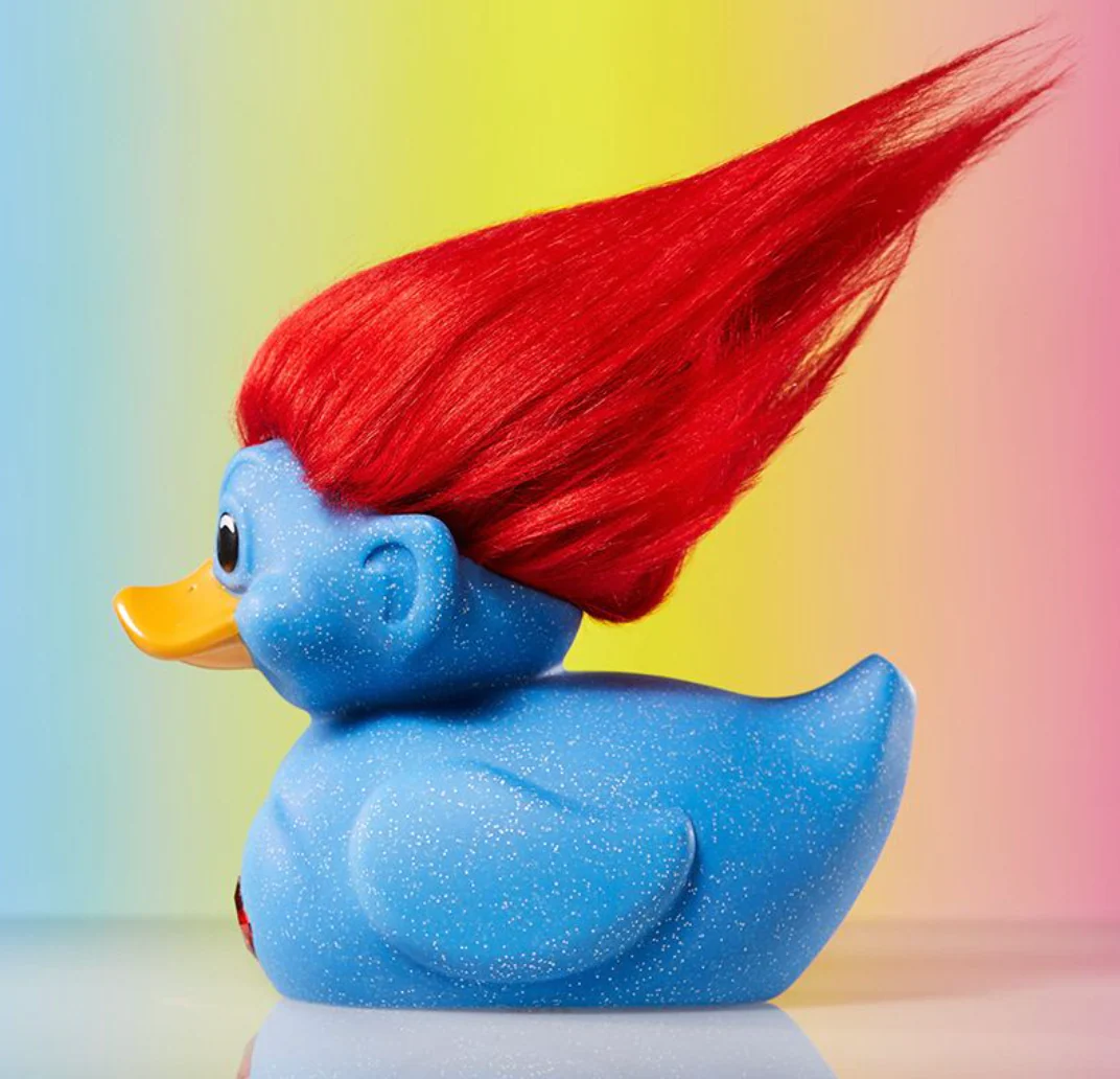 Official Trolls Glitter Blue Troll (Blue with Red Hair) TUBBZ Cosplaying Duck Collectible - Image 3